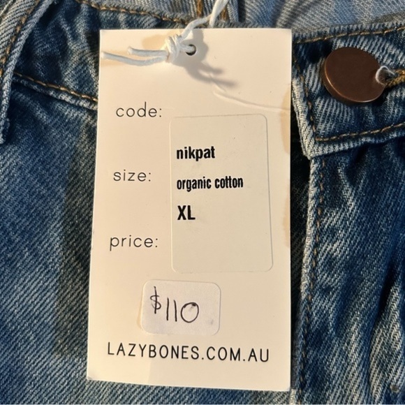 NWT LAZYBONES Patched Balloon Lantern Style Fit Jeans - Picture 3 of 7